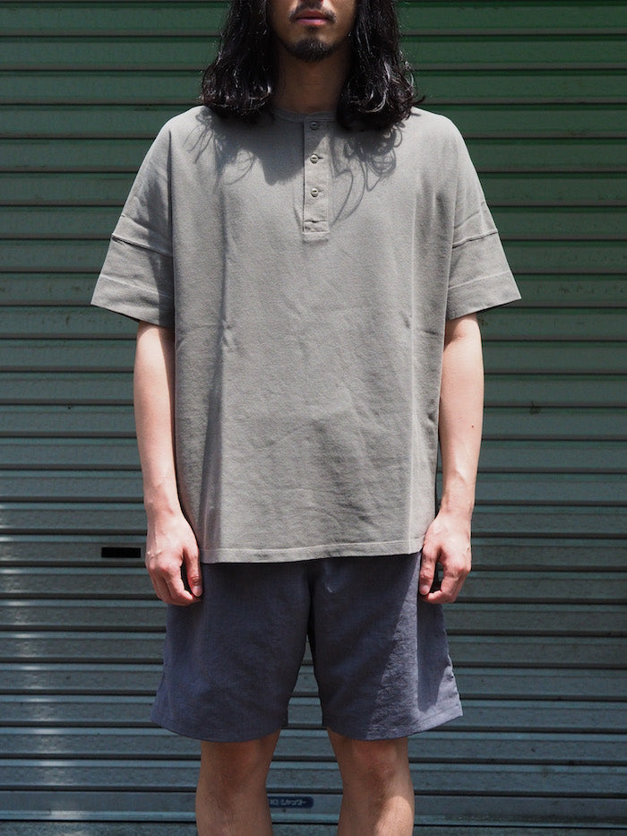 Clerk S/S Henley Neck Tee Cotton Pique Overdyed