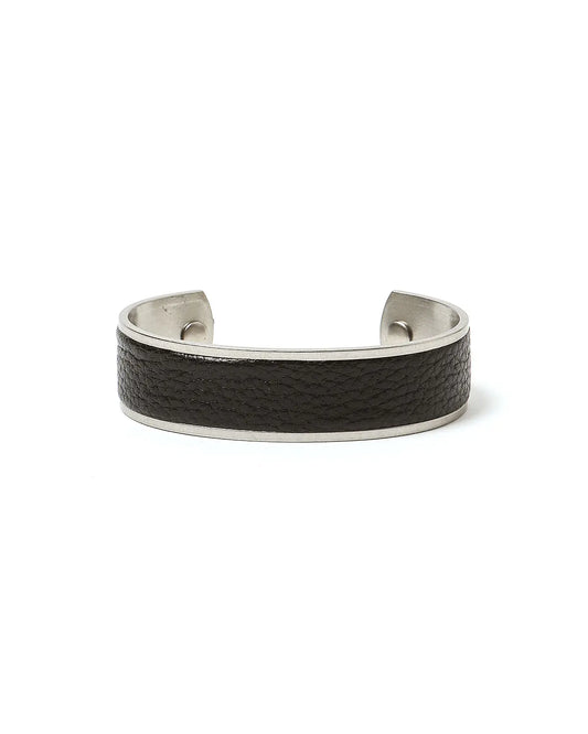 Brass Bracelet Wide with Shrink Cow Leather