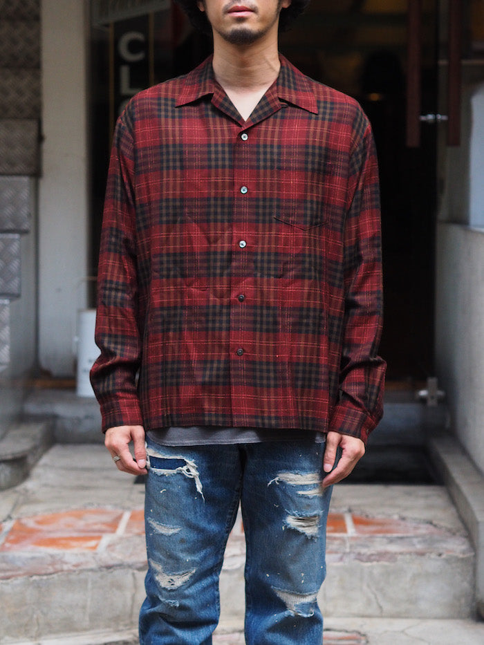 Ry. Wool Check Open Collar SH