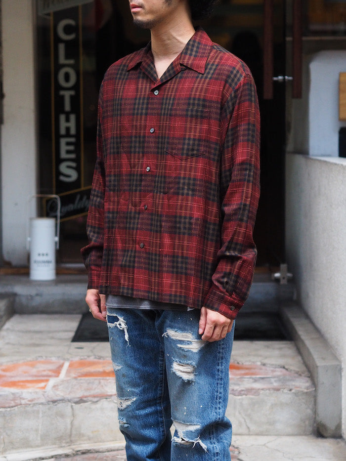 Ry. Wool Check Open Collar SH