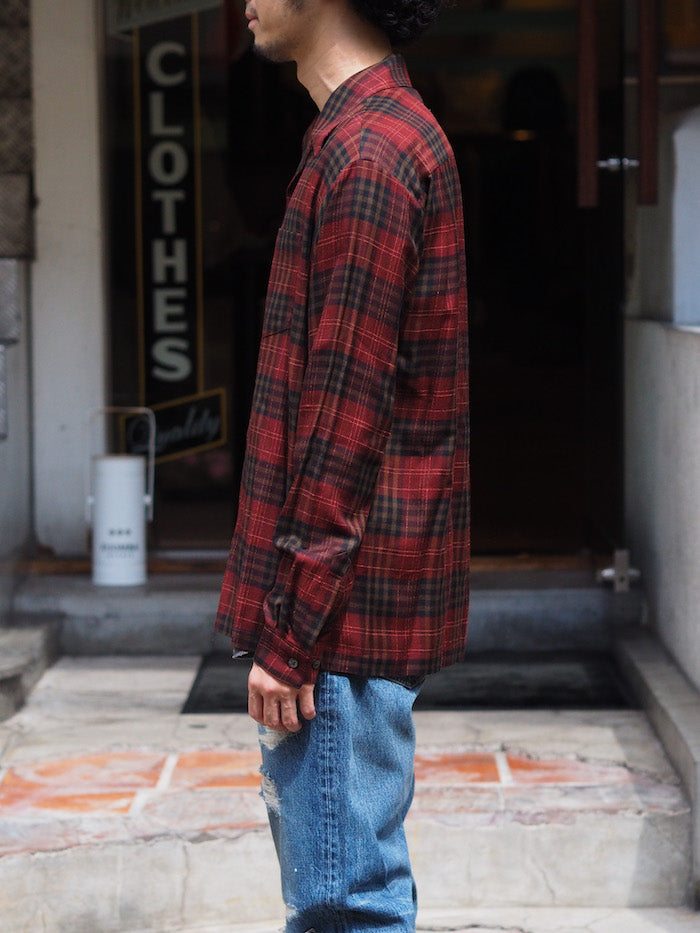 Ry. Wool Check Open Collar SH