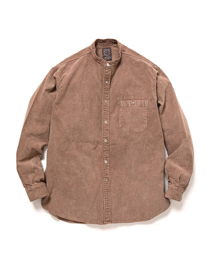 Band Collar Shirt Cotton Corduroy Bengala Mud Dyed