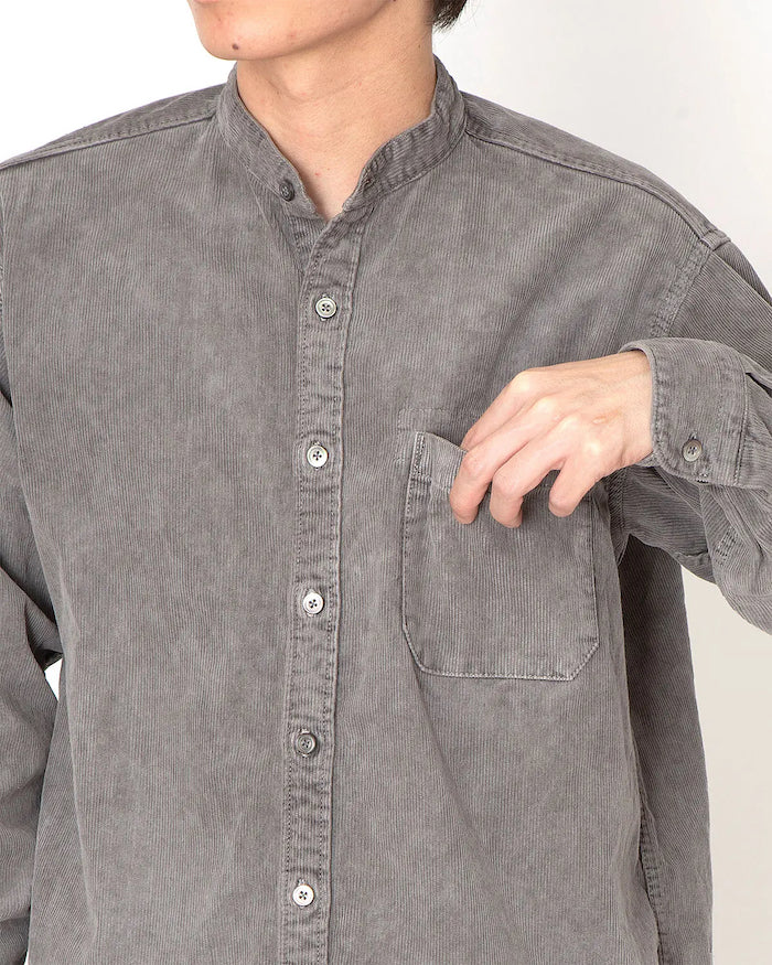 Band Collar Shirt Cotton Corduroy Bengala Mud Dyed