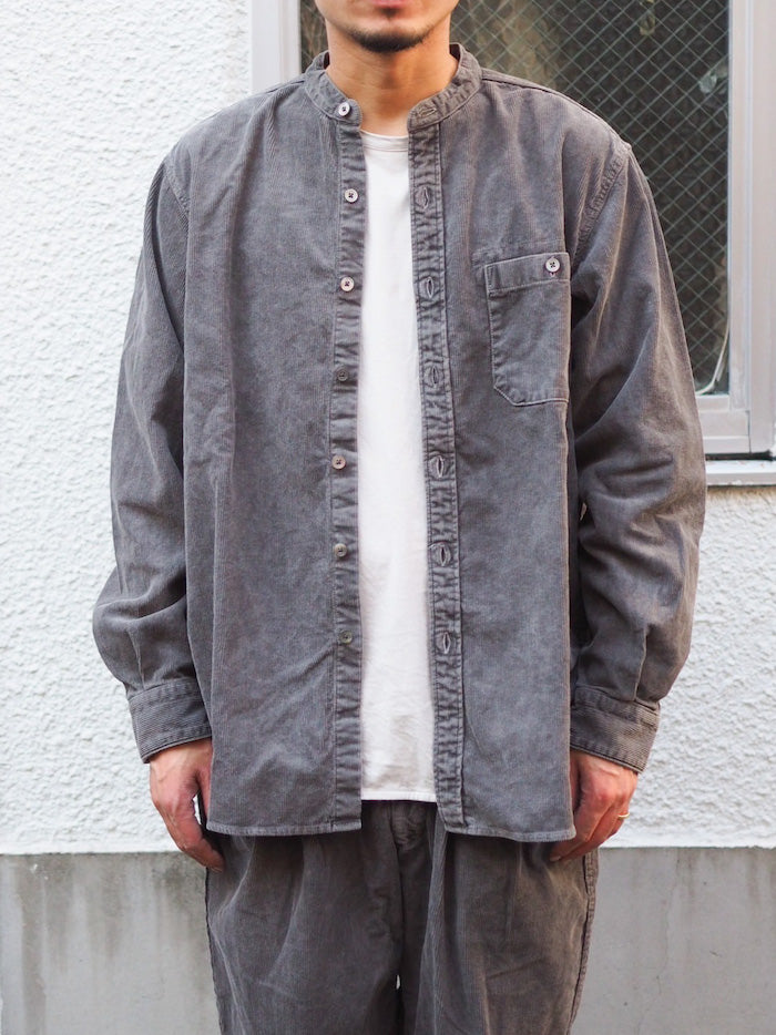 Band Collar Shirt Cotton Corduroy Bengala Mud Dyed