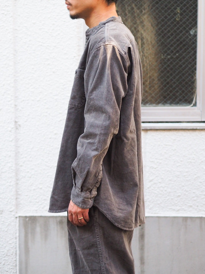 Band Collar Shirt Cotton Corduroy Bengala Mud Dyed