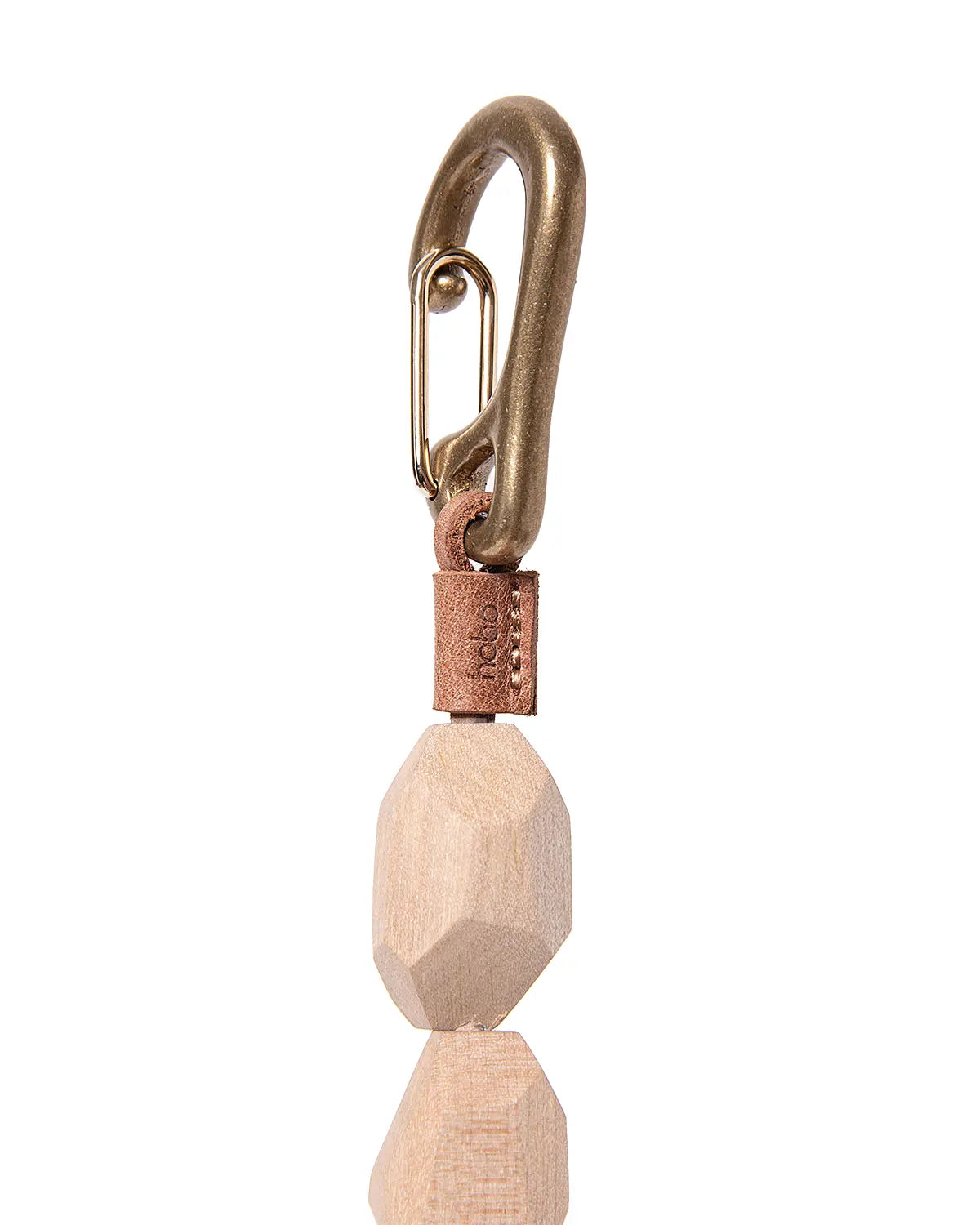 Geometric Wood Beads Key Ring with Brass