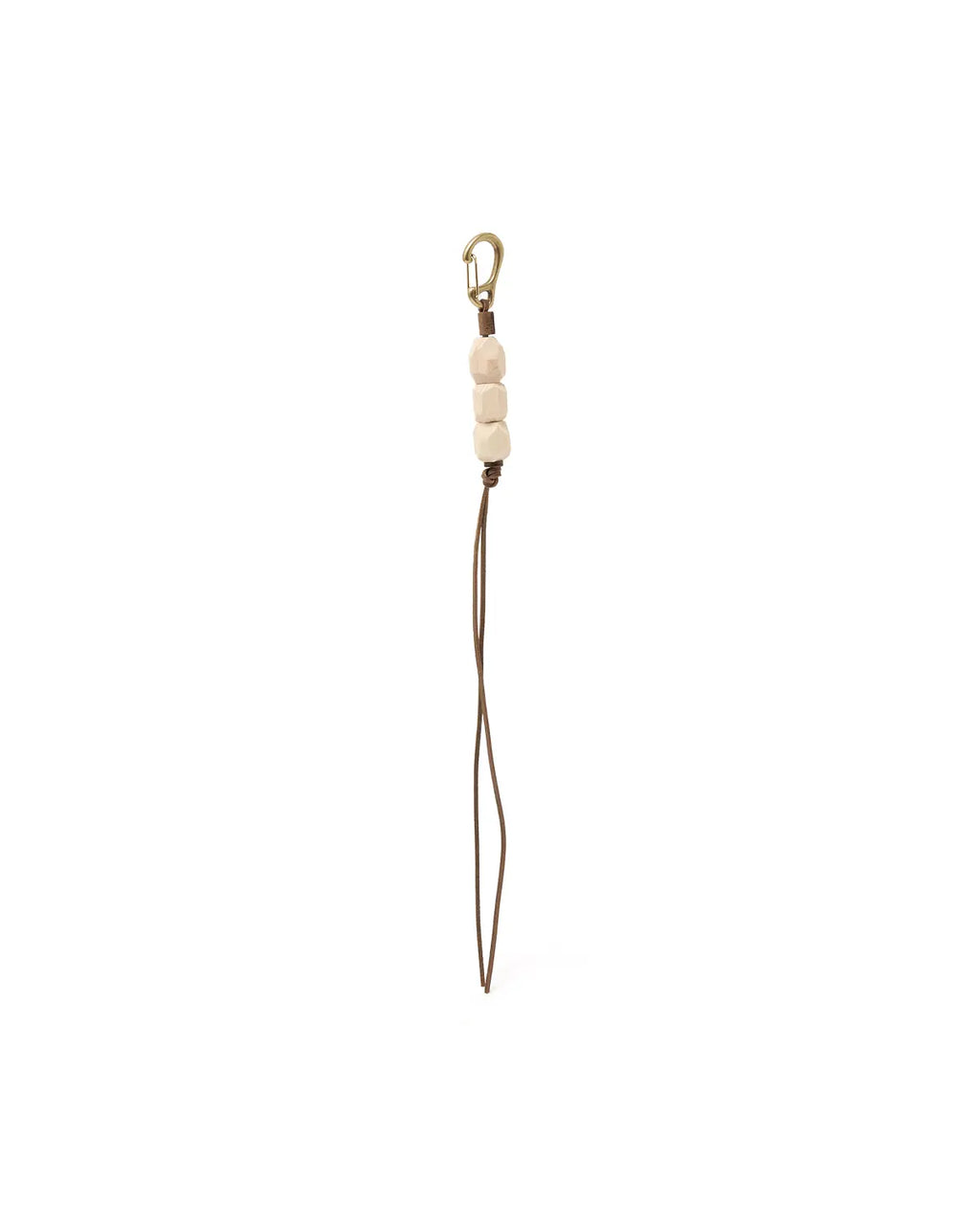Geometric Wood Beads Key Ring with Brass