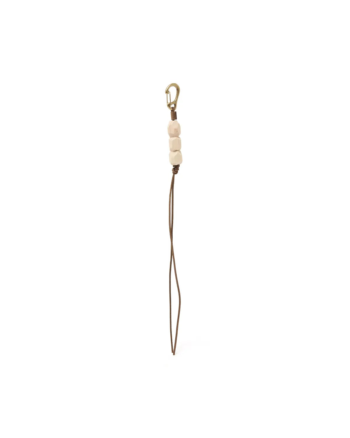 Geometric Wood Beads Key Ring with Brass
