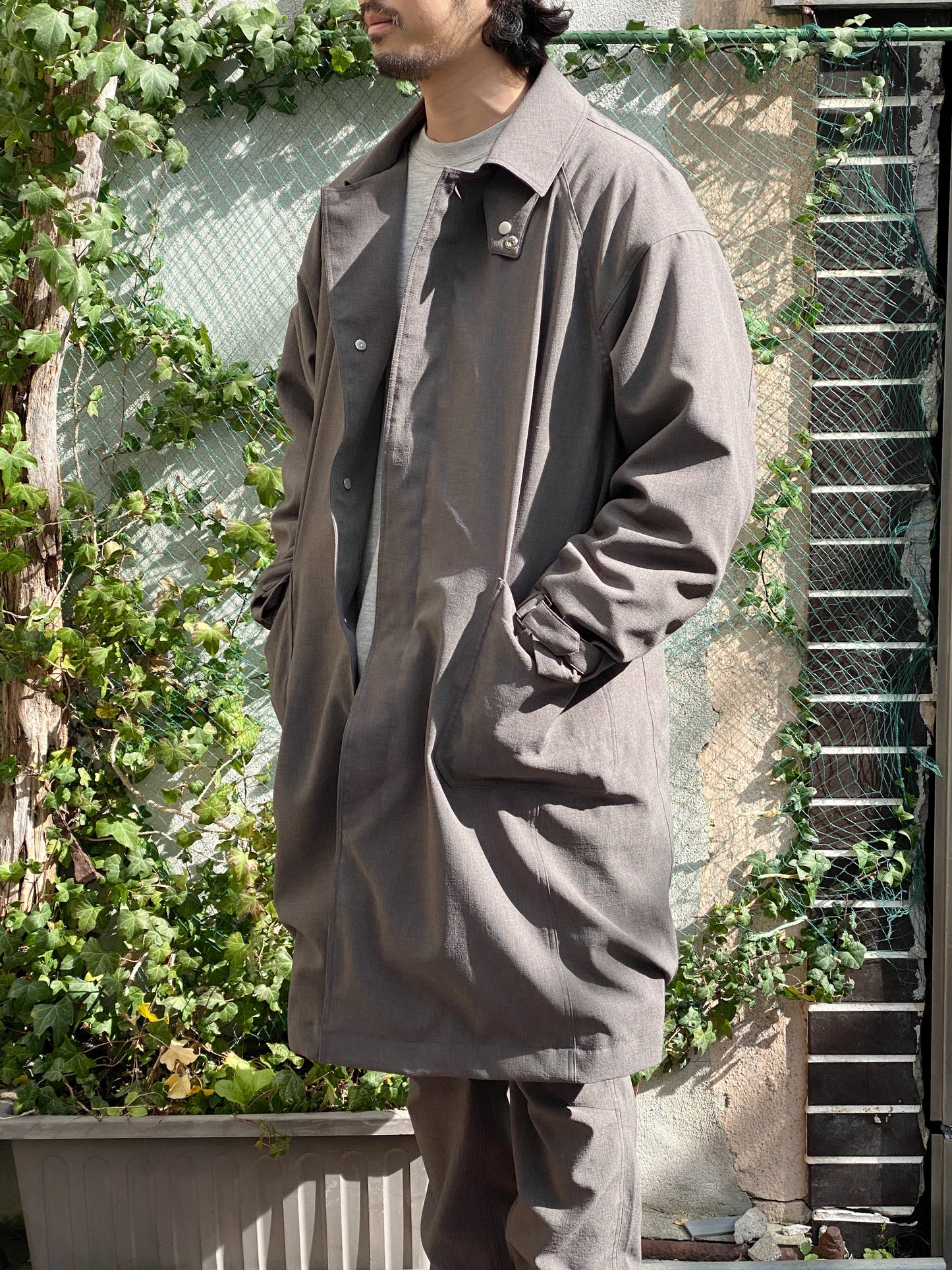 Worker Long Coat Poly Shantung with GORE-TEX WINDSTOPPER
