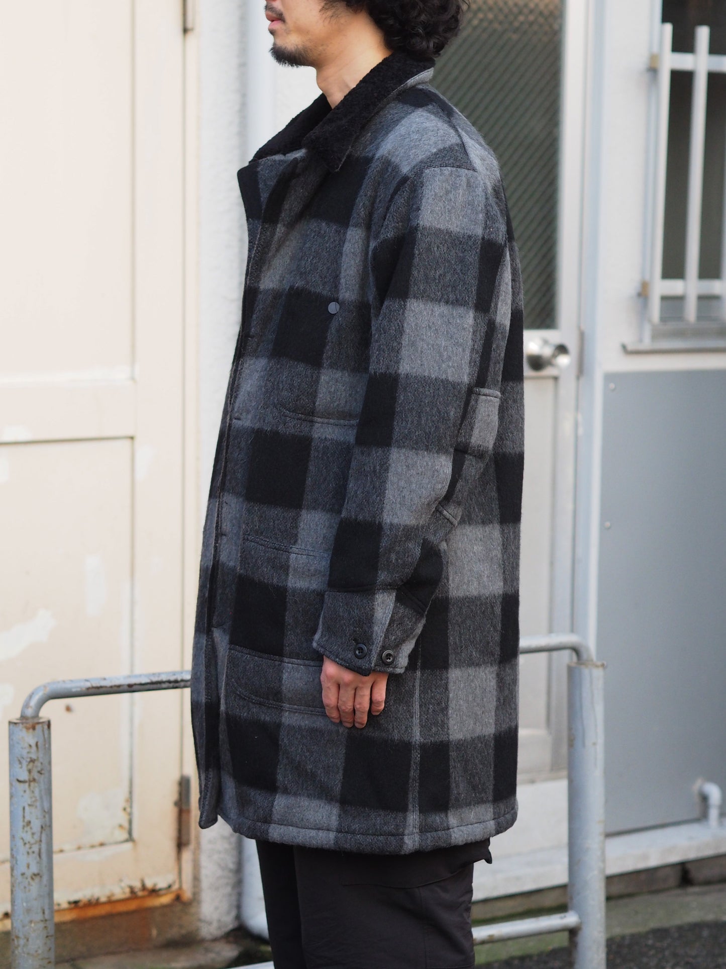 Rancher Long Coat W/P/N/A Wool Dobby Buffalo Check with GORE-TEX WINDSTOPPER