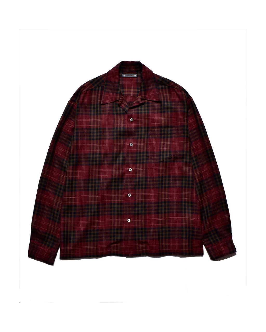 Ry. Wool Check Open Collar SH
