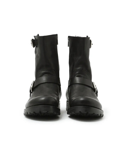 Biker Zip Up Boots Cow Leather