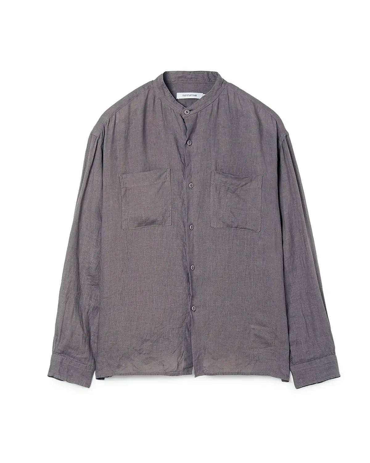 Officer Stand Collar L/S Shirt Linen Canvas