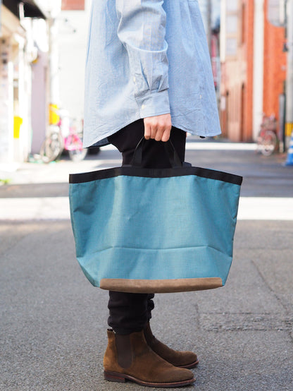 Tote Bag Nylon Oxford with Cow Suede