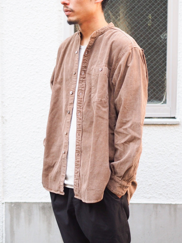 Band Collar Shirt Cotton Corduroy Bengala Mud Dyed