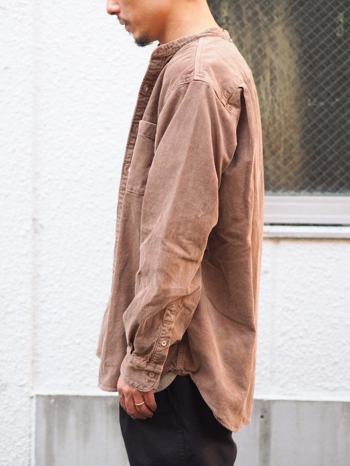 Band Collar Shirt Cotton Corduroy Bengala Mud Dyed